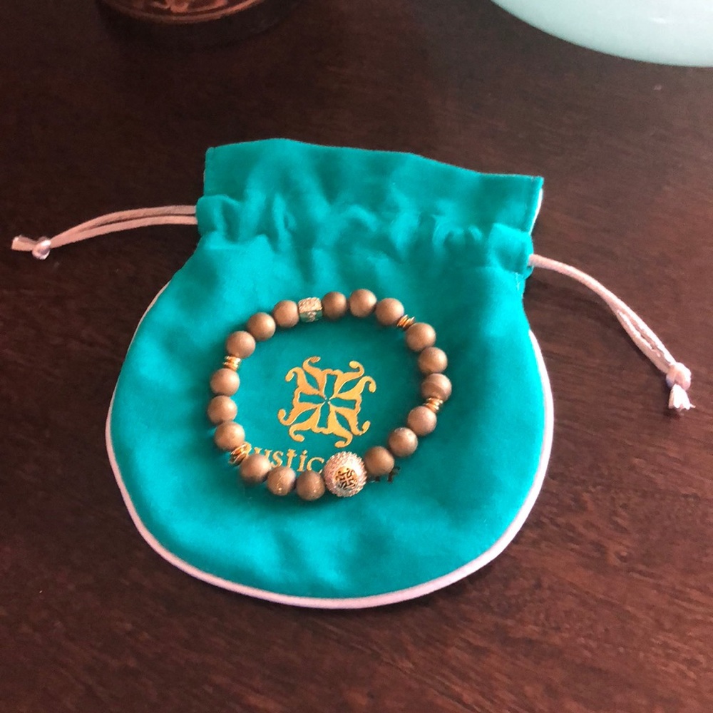Rustic Cuff beaded bracelet in muted gold